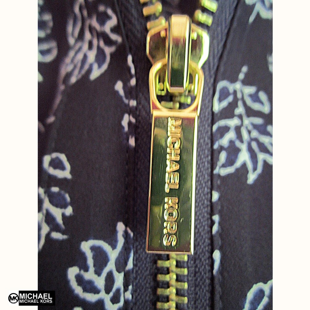 MICHAEL Michael Kors NEW Real Navy Vine-Leaf Zip 3/4 Sleeve Top - Picture 7 of 12